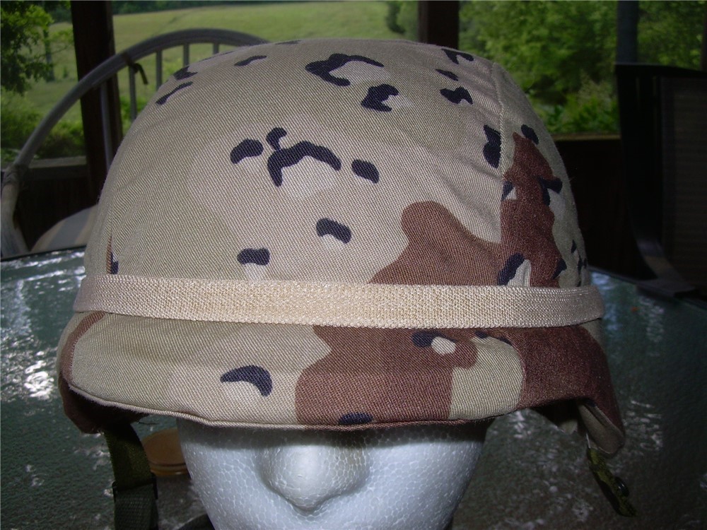 NOS PASGT Helmet Camo Cover W/Cat Eyes Band Desert Tan Gulf 6 color-img-0