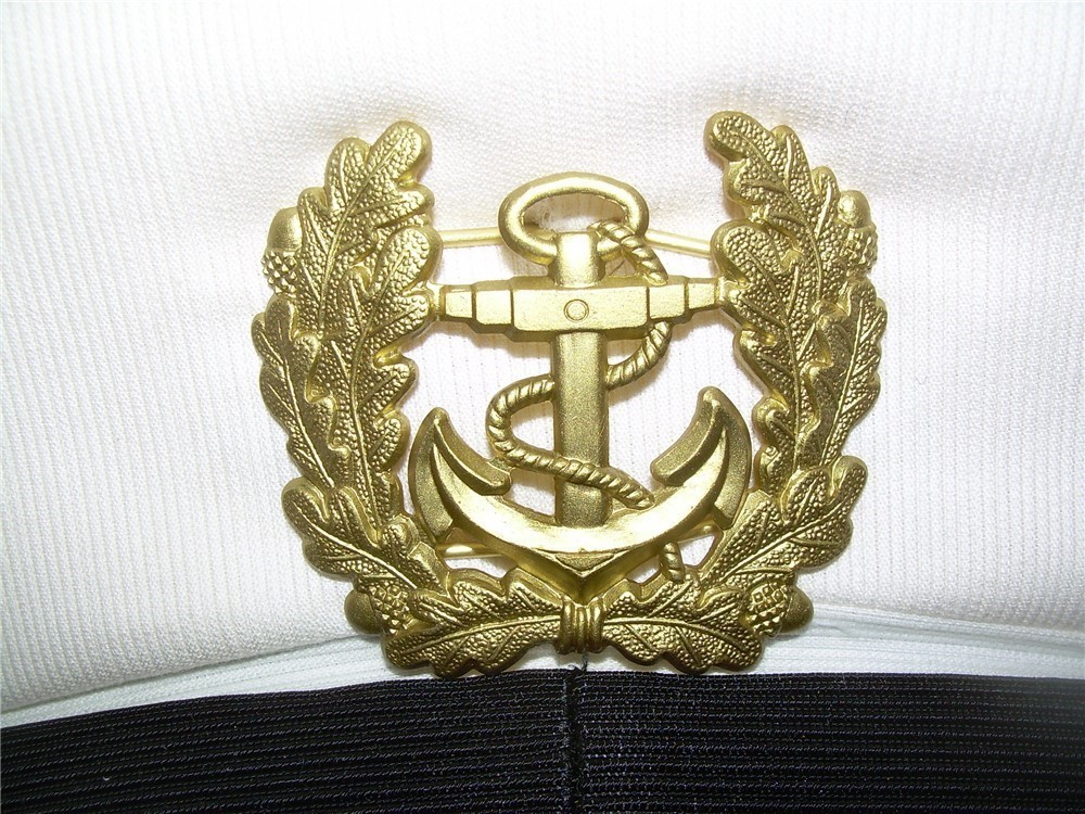 NOS Italian Peaked Visor Officers Navy Sailor Hat Cap, Med size 56-img-3
