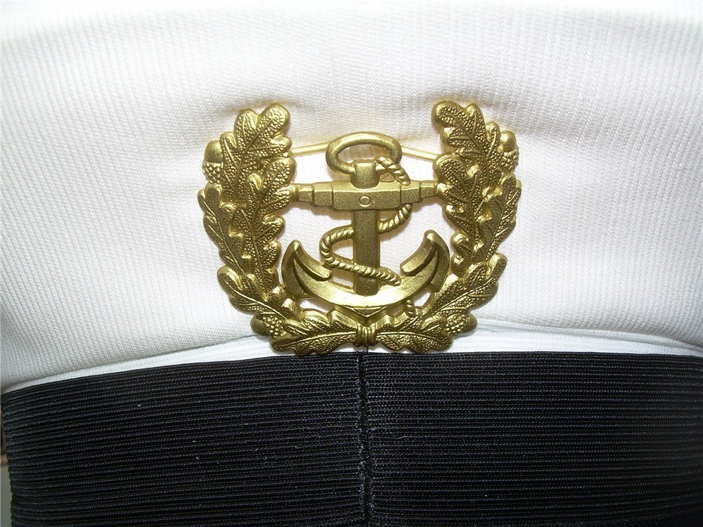 NOS Italian Peaked Visor Officers Navy Sailor Hat Cap, Med size 56-img-7