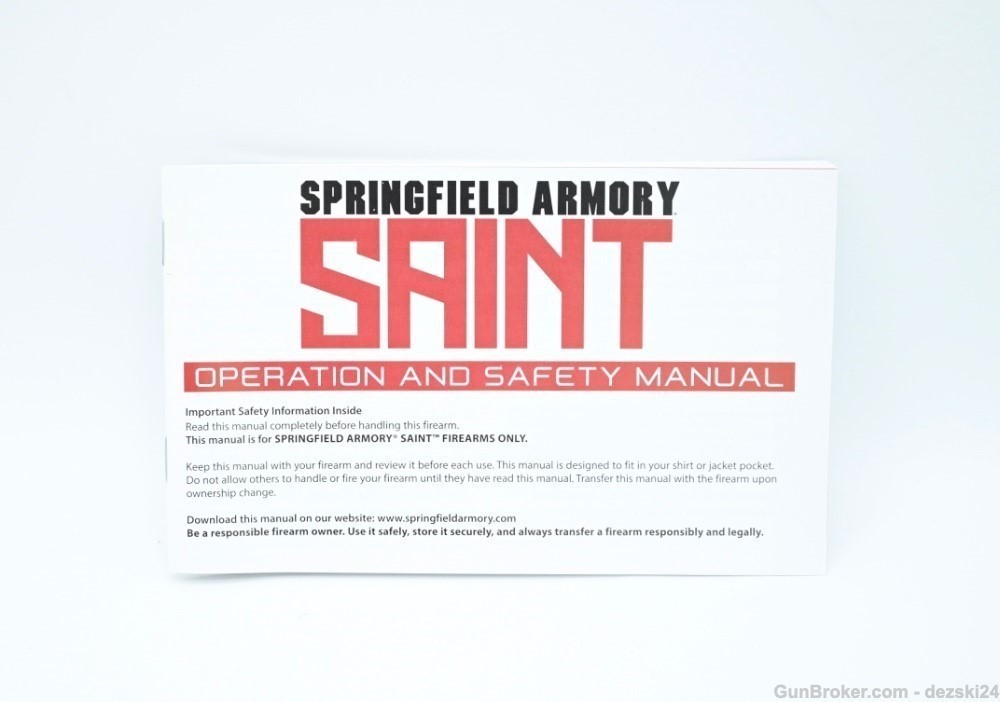 SPRINGFILED ARMORY SAINT MANUAL/INSTRUCTION BOOK WARRANTY CARD AND INSERTS-img-2