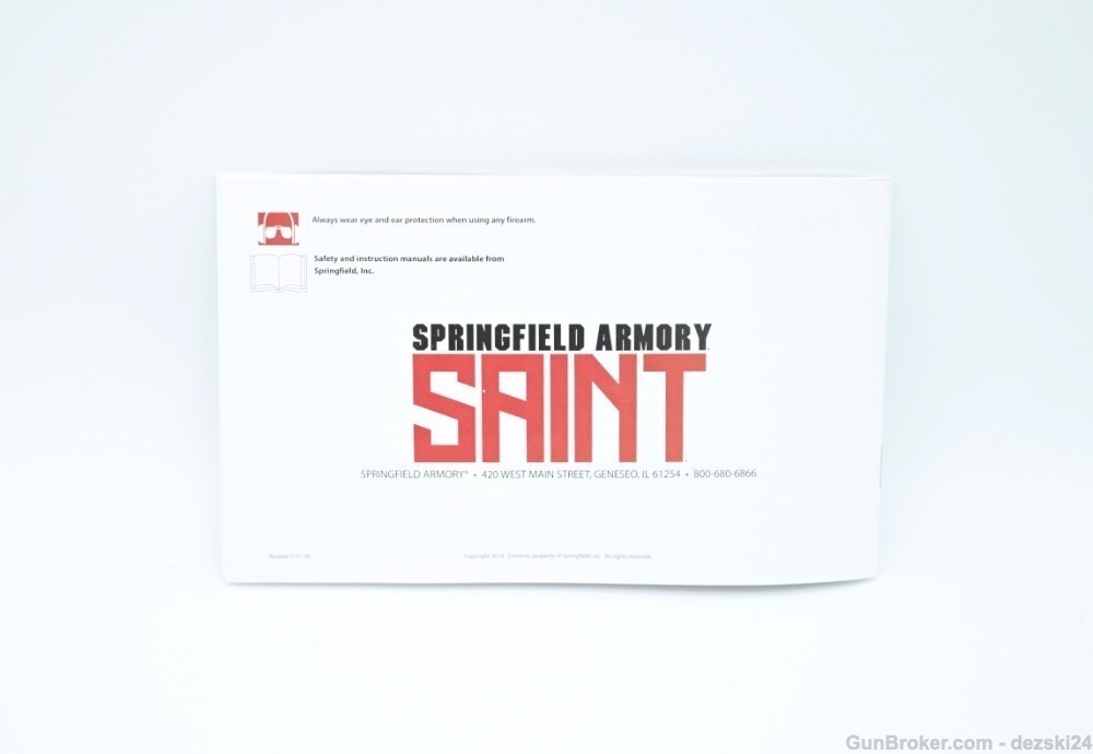SPRINGFILED ARMORY SAINT MANUAL/INSTRUCTION BOOK WARRANTY CARD AND INSERTS-img-3