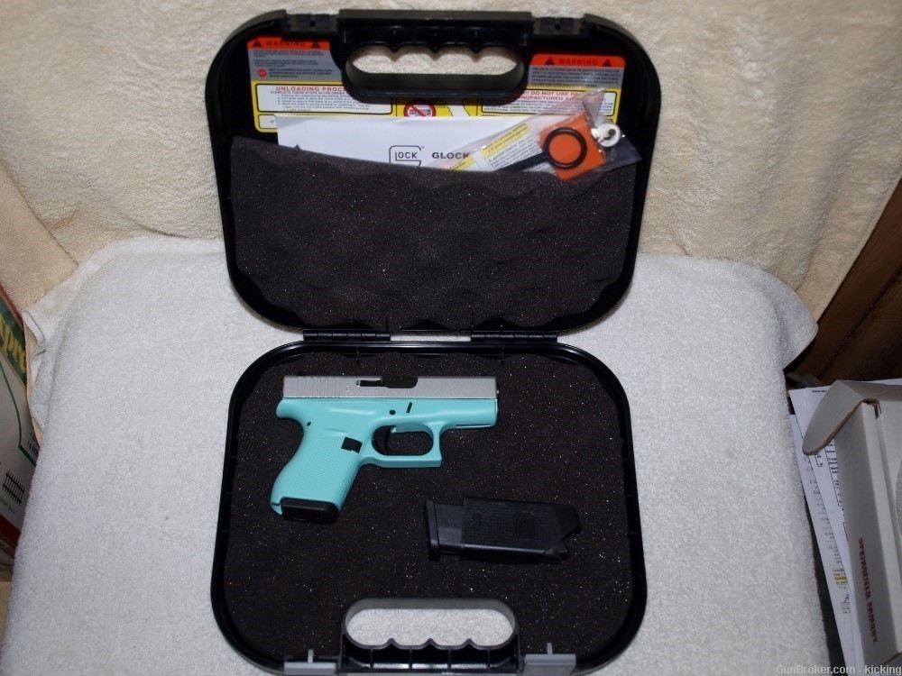 Glock 42 Davidson's Special Edition Cal 380 Two 6 Rd Mags Robin Egg Blue-img-0