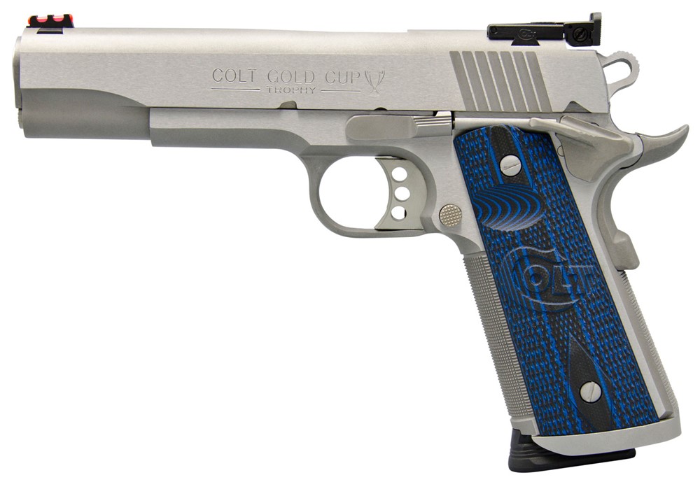 COLT GOLD CUP TROPHY, 45ACP, 5 Barrel, 8+1 Capacity, Stainless Steel, Blue -img-1
