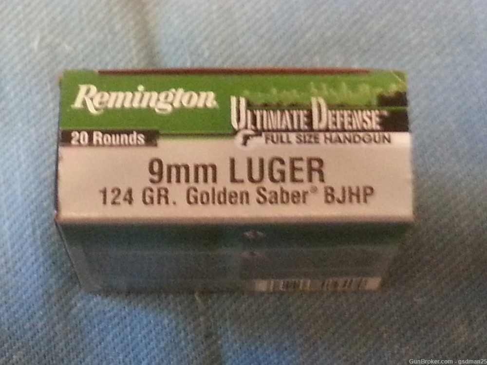  Remington 9mm 124gr Golden Saber BJHP Ultimate Defense Box of 20-img-0