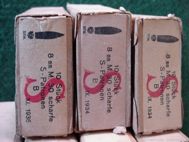 German WW2 8x56R Pre War Ammo 10 rds on clips in Original boxes -img-1