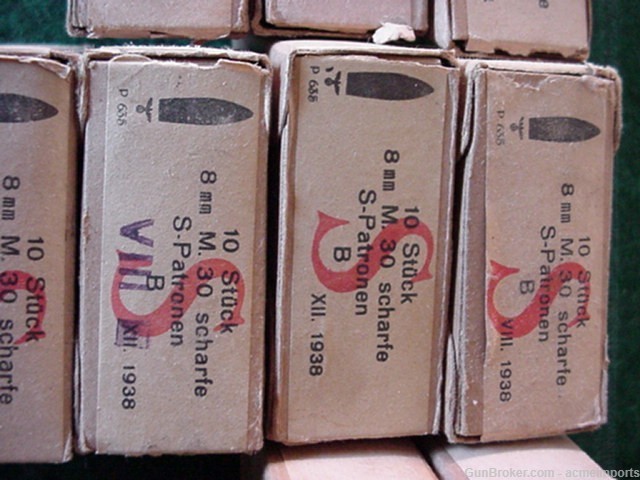 German WW2 8x56R Pre War Ammo 10 rds on clips in Original boxes -img-2