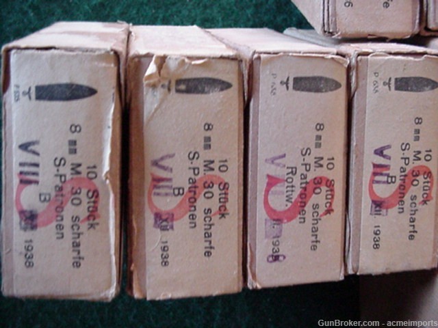 German WW2 8x56R Pre War Ammo 10 rds on clips in Original boxes -img-3