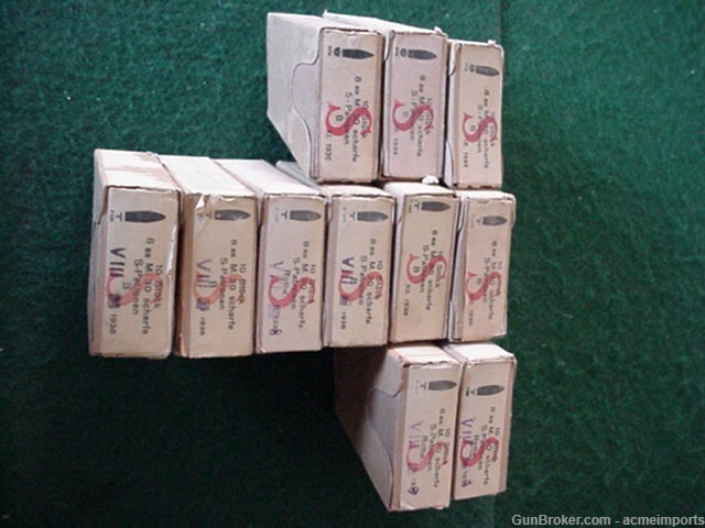 German WW2 8x56R Pre War Ammo 10 rds on clips in Original boxes -img-0