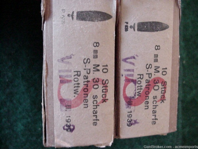 German WW2 8x56R Pre War Ammo 10 rds on clips in Original boxes -img-4