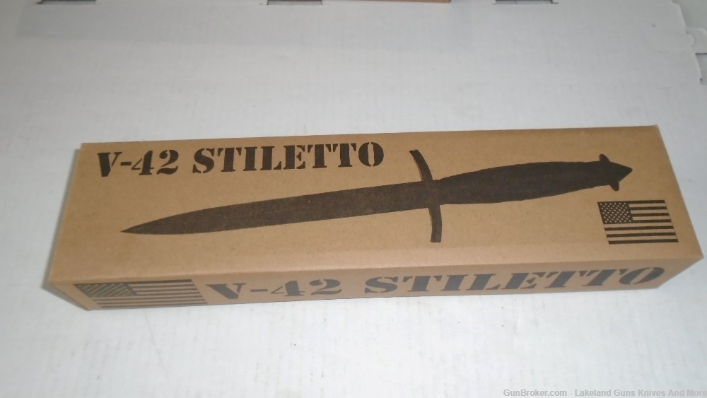 NIB Double-Edged V42 Military Stacked Leather Stiletto Dagger Knife& Sheath-img-28