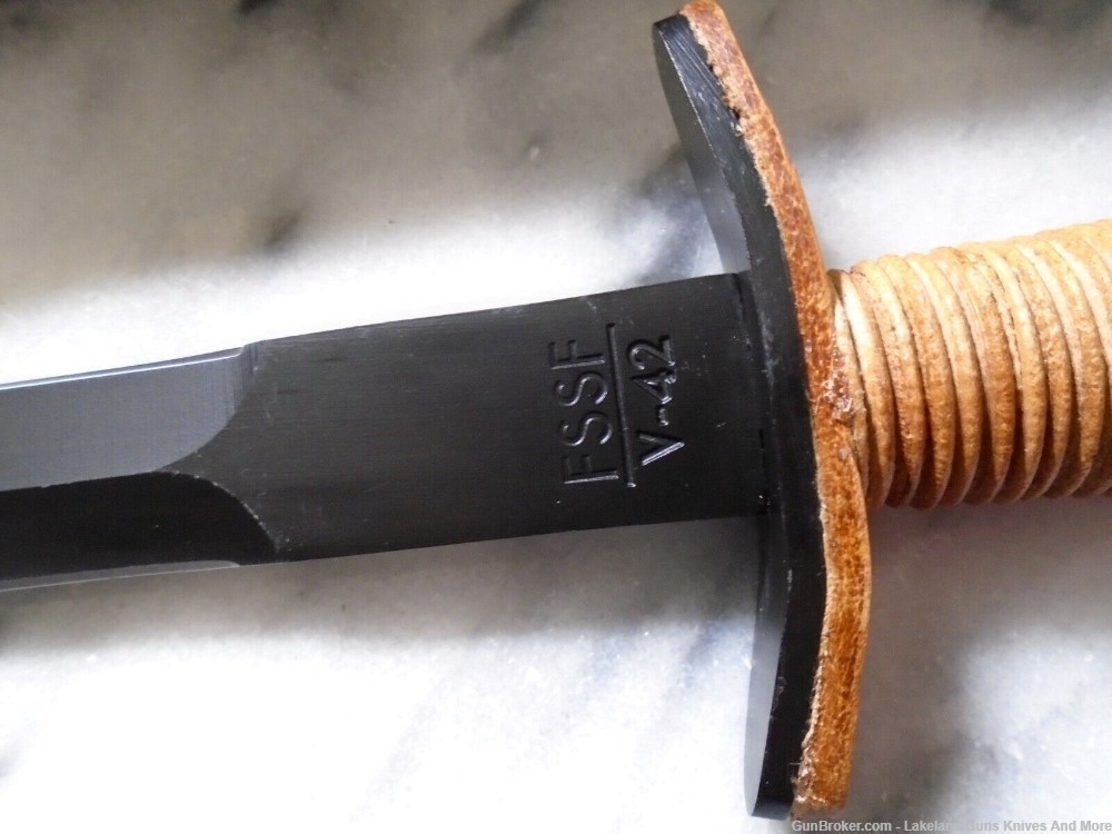NIB Double-Edged V42 Military Stacked Leather Stiletto Dagger Knife& Sheath-img-7