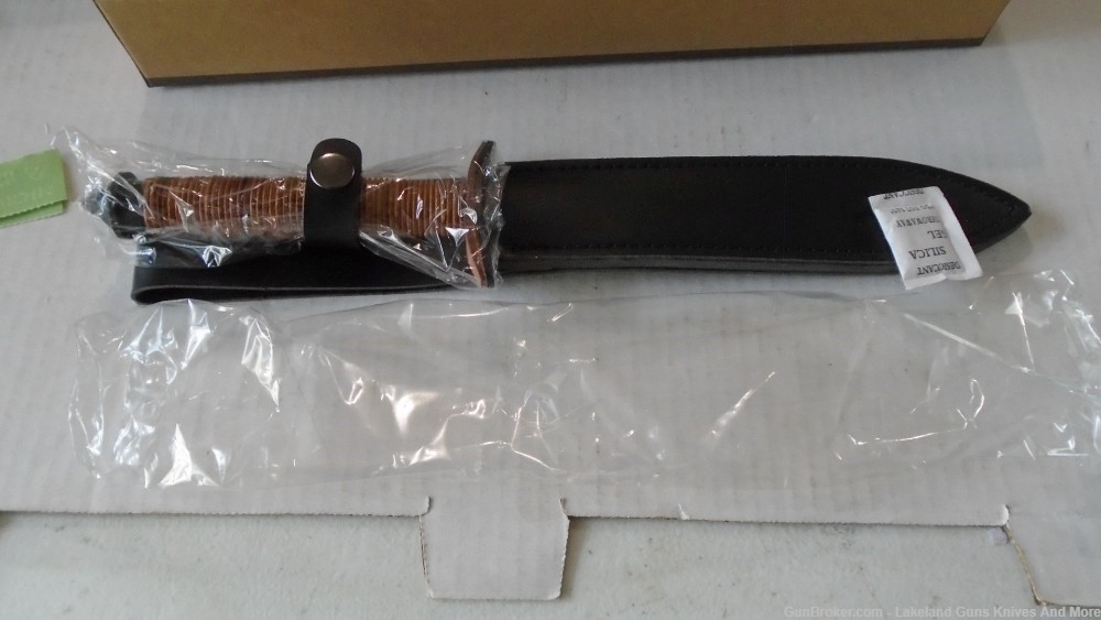 NIB Double-Edged V42 Military Stacked Leather Stiletto Dagger Knife& Sheath-img-21