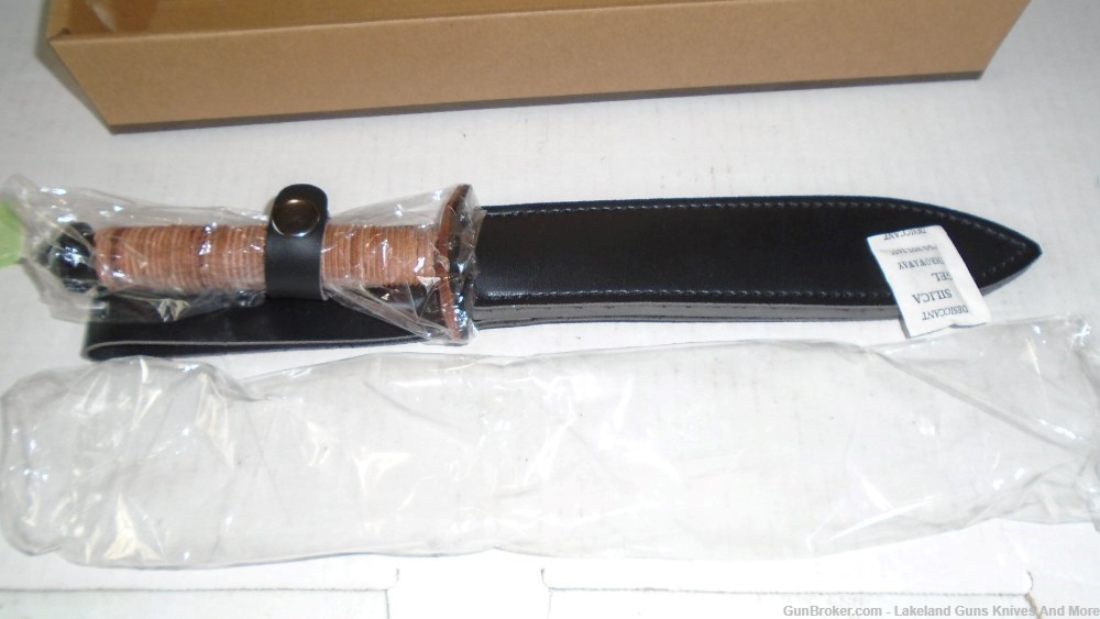 NIB Double-Edged V42 Military Stacked Leather Stiletto Dagger Knife& Sheath-img-20