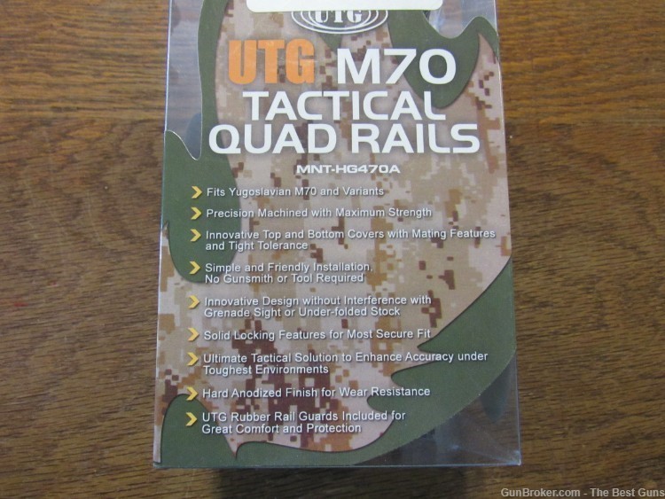 UTG Yugo M70 AK Tactical Quad Rail Attachment Mount MNT-HG470A w/ Covers-img-0