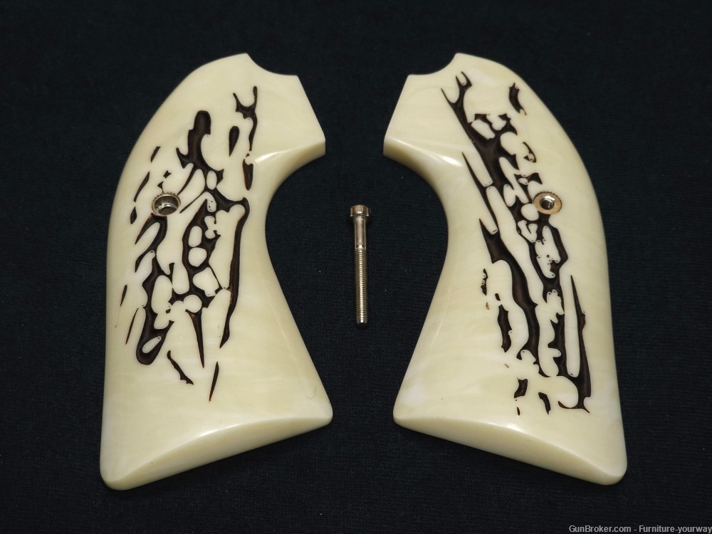 Ivory Stag Bisley Grips Engraved Textured Checkered-img-0