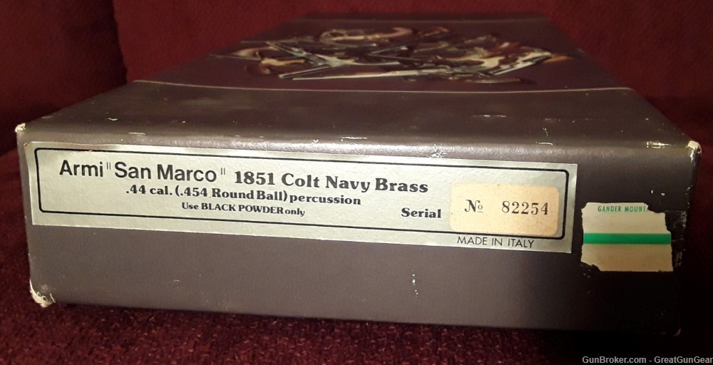 Vintage Armi San Marco 1851 Colt Navy Percussion Revolver Factory Empty Box-img-3
