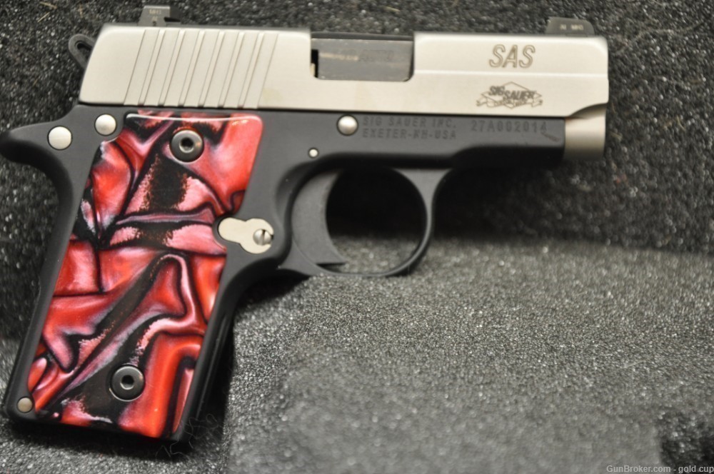 Sig P238 08 grips Faux Marble lite Red-img-1