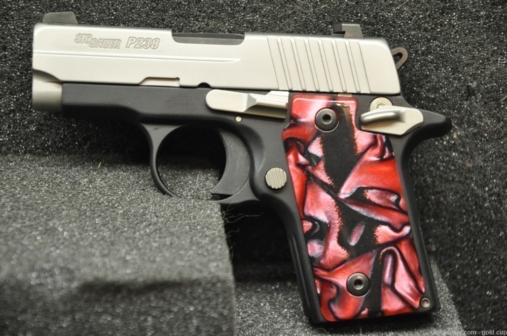 Sig P238 08 grips Faux Marble lite Red-img-0