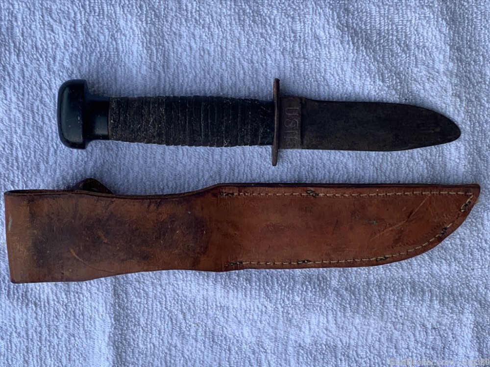 WWII US USN H. BOKER & CO. COMBAT KNIFE LEATHER SCABBARD-img-6