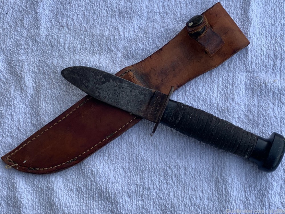 WWII US USN H. BOKER & CO. COMBAT KNIFE LEATHER SCABBARD-img-4