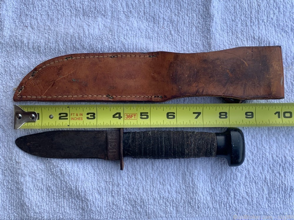 WWII US USN H. BOKER & CO. COMBAT KNIFE LEATHER SCABBARD-img-7