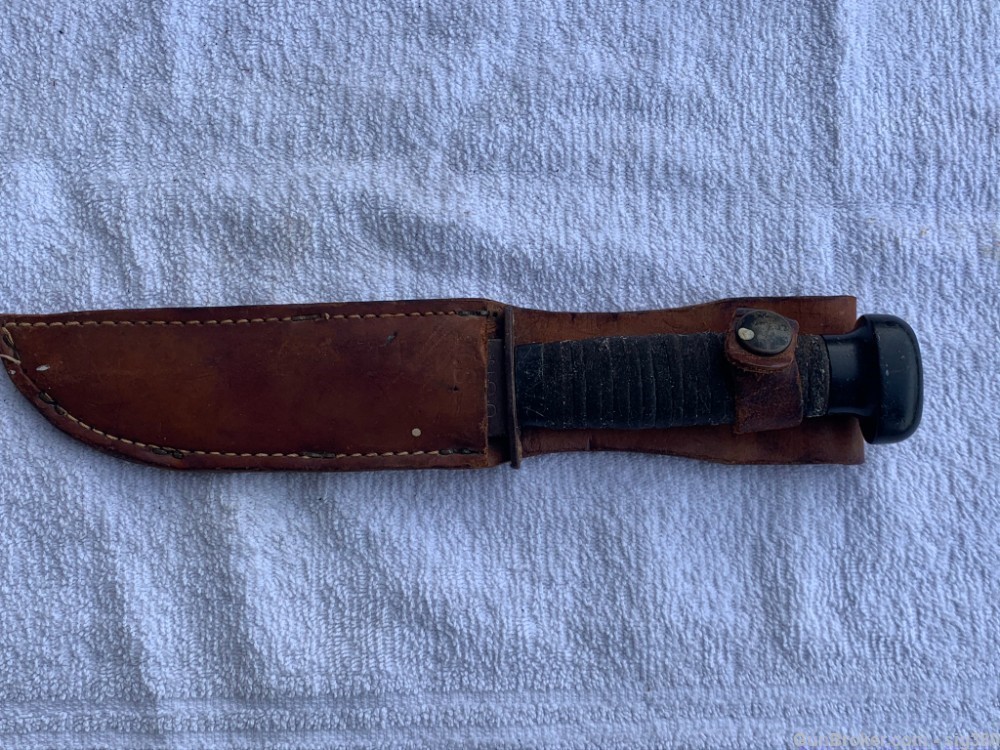 WWII US USN H. BOKER & CO. COMBAT KNIFE LEATHER SCABBARD-img-1