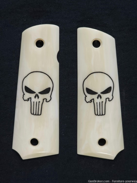 Ivory Punisher Compatible/ Replacements Browning 1911 - .22/.380 Grips -img-0