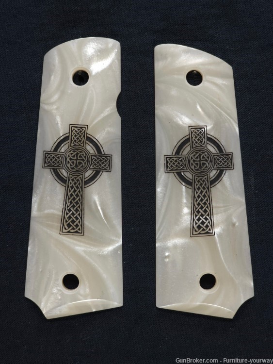Pearl Celtic Cross Grips Compatible/Replacement for Browning 1911-22 1911-3-img-0