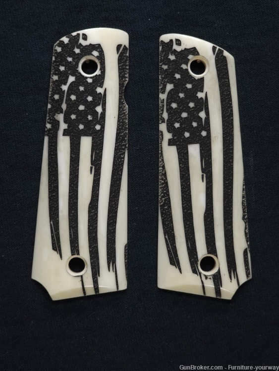 Ivory American Flag Compatible/ Replacements Browning 1911 - .22/.380 Grips-img-0