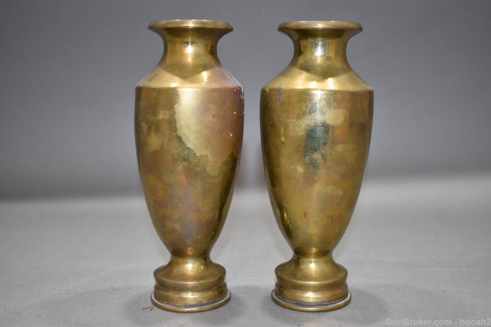 2 Vintage 40mm Brass Vases Inert Shells Please read-img-3