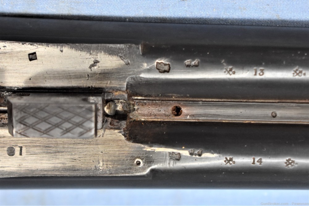 English Mortimer 12-gauge side-by-side black powder shotgun made 1855-1887-img-23