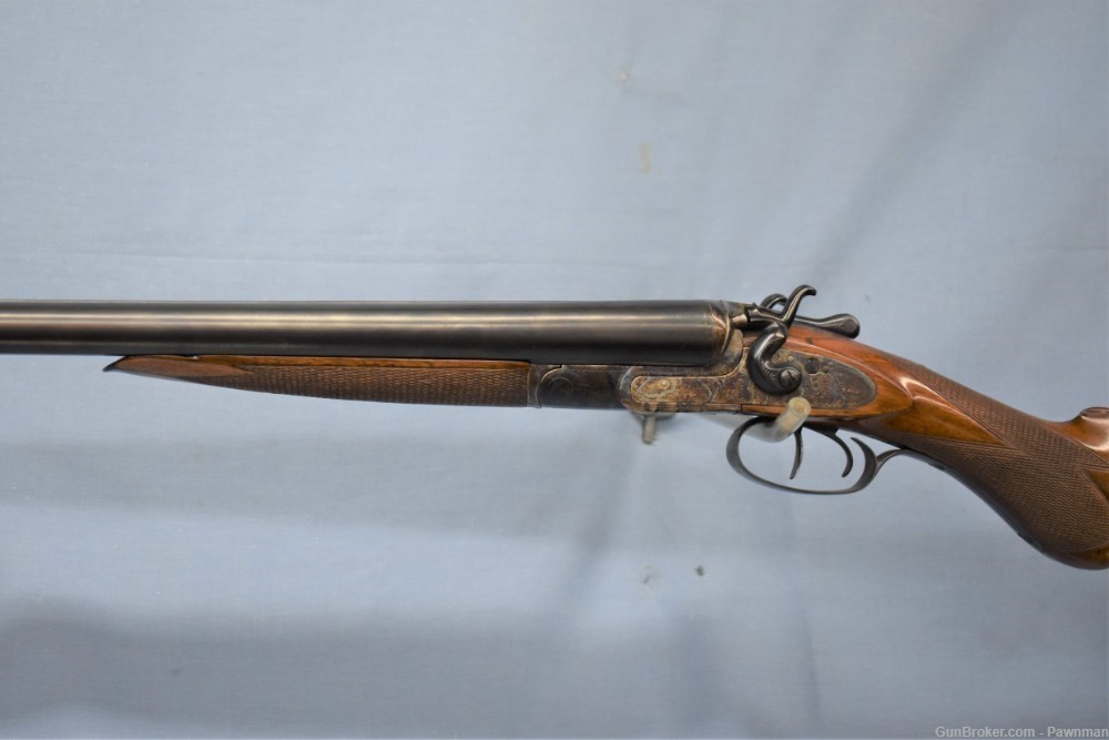 English Mortimer 12-gauge side-by-side black powder shotgun made 1855-1887-img-6