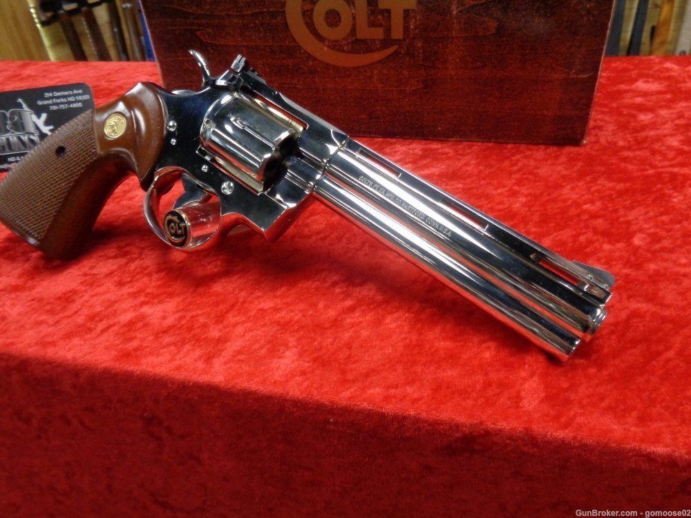 1977 Colt Python Bright Nickel 357 Magnum 6" Barrel Snake Box WE TRADE BUY!-img-8