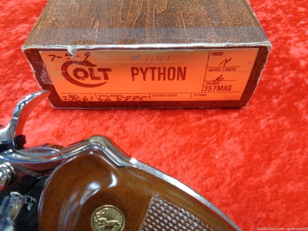 1977 Colt Python Bright Nickel 357 Magnum 6" Barrel Snake Box WE TRADE BUY!-img-18