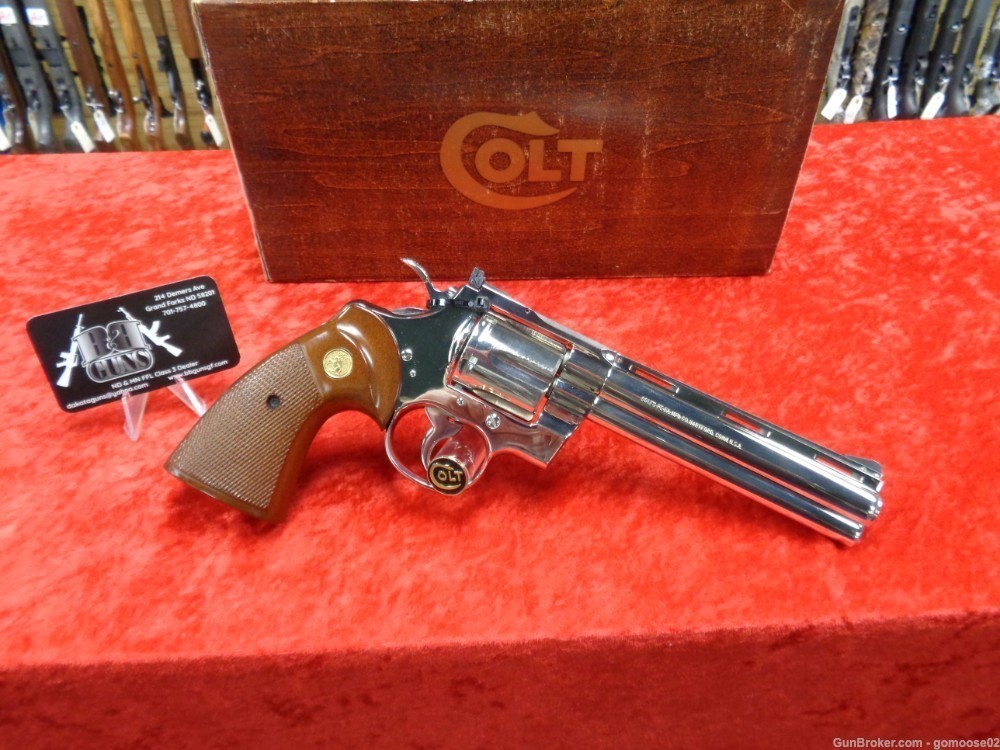 1977 Colt Python Bright Nickel 357 Magnum 6" Barrel Snake Box WE TRADE BUY!-img-5