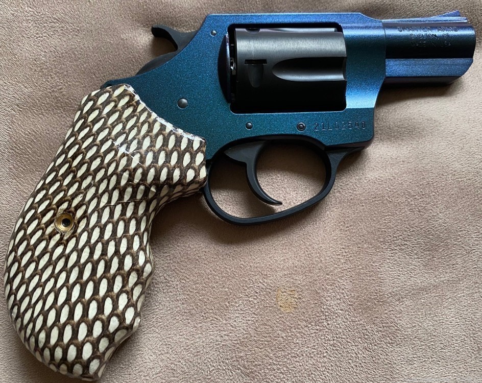 Genuine Cobra Skin Grips for Charter Arms .38 Special Revolver GRIPS ONLY-img-0