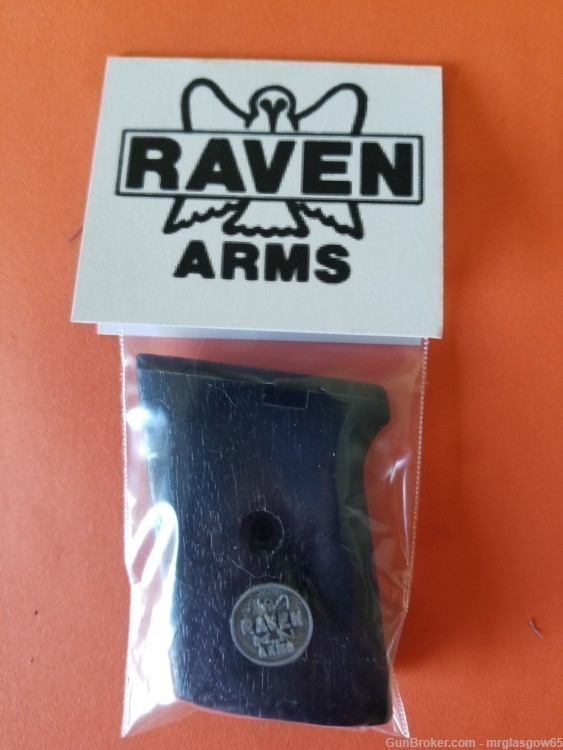 Raven / Phoenix Arms MP25 P25 Black Faux Wood Grips w/medallions (Flip Safe-img-0