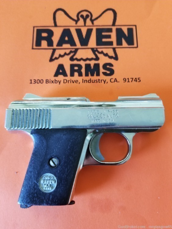 Raven / Phoenix Arms MP25 P25 Black Faux Wood Grips w/medallions (Flip Safe-img-3
