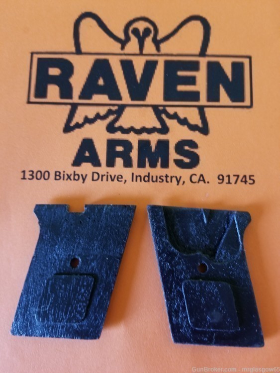 Raven / Phoenix Arms MP25 P25 Black Faux Wood Grips w/medallions (Flip Safe-img-6