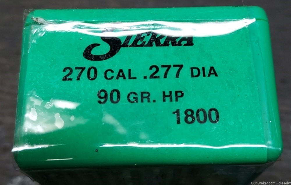 100 DISCONTINUED Sierra . 277 " Caliber 90 Grain Hollow Point BULLETS -img-0