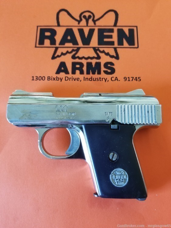 Raven / Phoenix Arms MP25, P25 Black Smooth Grips w/medallions (Flip Safety-img-4