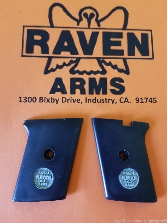 Raven / Phoenix Arms MP25, P25 Black Smooth Grips w/medallions (Flip Safety-img-1