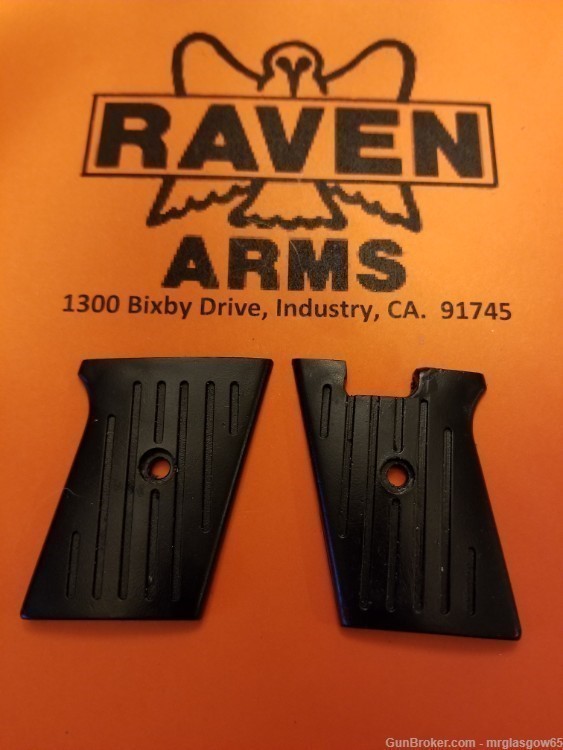 Raven / Phoenix Arms MP25, P25 New Black Grooved Grips (Lg Sliding Safety)-img-0