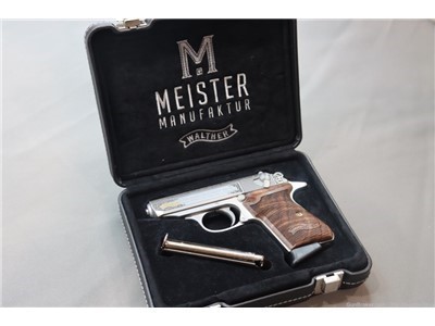 MEISTER SERIES Walther Model PPK/S Pistol Stainless Engraved GOLD 380ACP SA