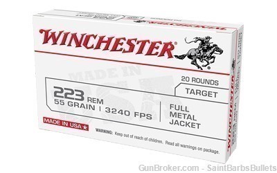 Winchester Target .223 Rem 55 Grain FMJ - 20 Rounds - W223K-img-0