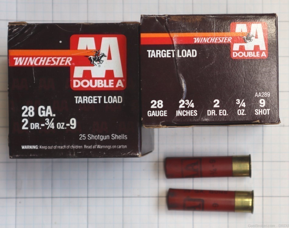 Winchester Double A 28ga 9 Target Load 49shells.-img-0