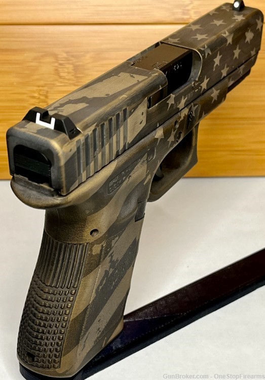 Glock 19 "USA Flag in Distressed Burnt Bronze" 9mm 15rd Pistol-img-2