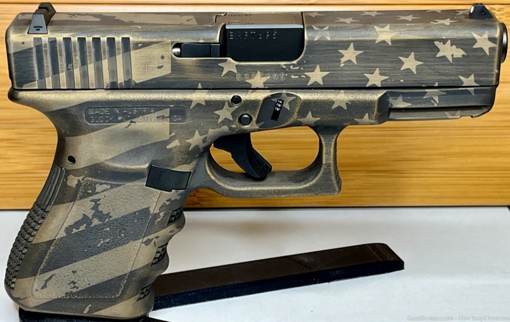 Glock 19 "USA Flag in Distressed Burnt Bronze" 9mm 15rd Pistol-img-1