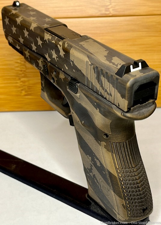 Glock 19 "USA Flag in Distressed Burnt Bronze" 9mm 15rd Pistol-img-3