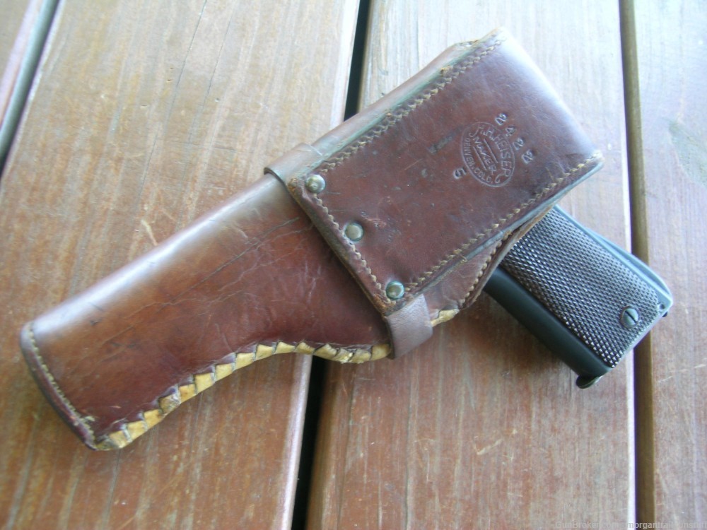 Vintage HH Heiser Lined Leather Holster For Colt 1911 Govt 5" Model-img-5